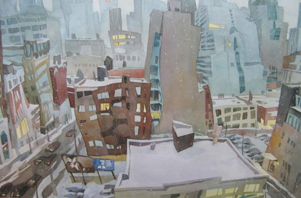 Flurries by Rudolf Stussi, watercolor painting: variety in art