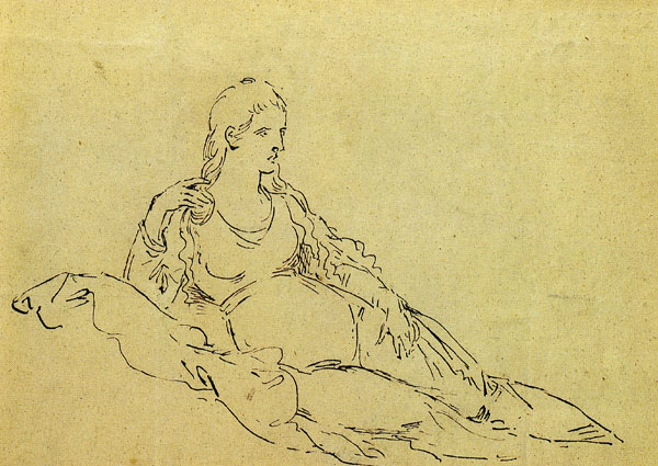 Drawing tools: Una by Benjamin West, ca. 1771, pen-and-ink, 10¼ x 12½. Collection Wadsworth Atheneum, Hartford, Connecticut.There's little chance for erasure with ink, so each line must be confidently laid down. The result is an appealing, high-contrast image.