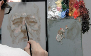Jon David Kassan paints with a vertical palette