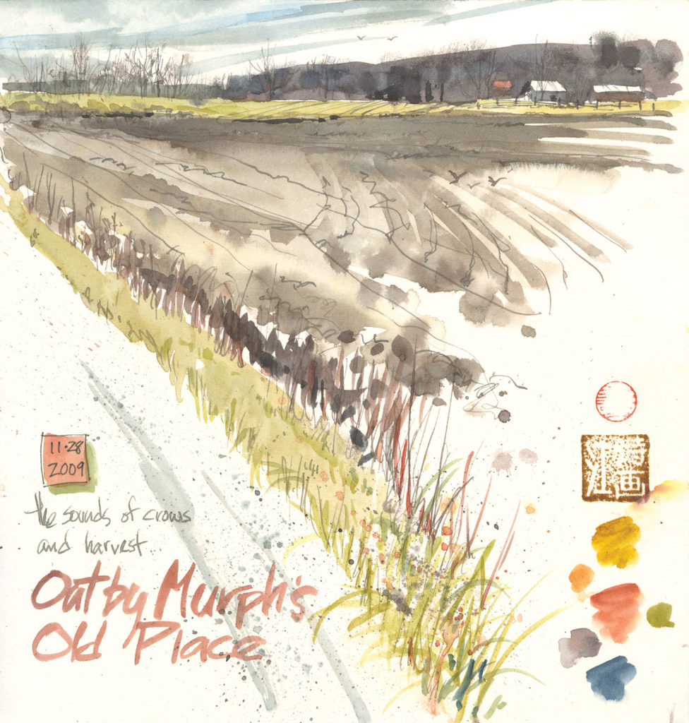 A sharpened brush end used in conjunction with round and flat travel brushes worked to capture a moody November day.