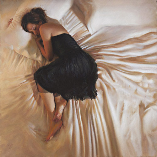 tam_jan12_aom The Black Dress, oil figure painting by Tina Spratt artist, art competition