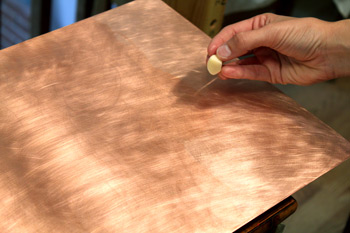 How to Paint on Copper - Etch the Copper Plate with Garlic Juice