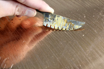 How to paint on copper - roughen the back of the copper plate