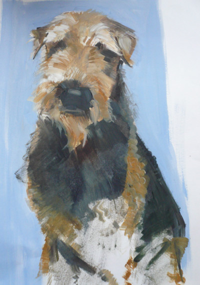 dog art, pictures of dogs, Sally Muir art, acrylic painting