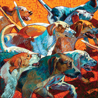 dog art, pictures of dogs, hounds, Leslie Shiels art