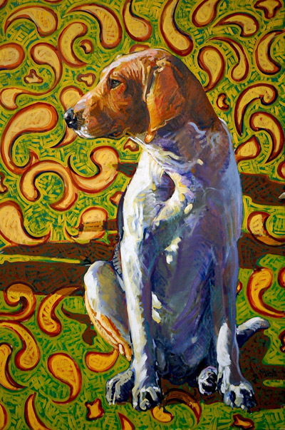 dog art, pictures of dogs, hounds, Leslie Shiels art