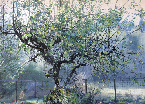 Apple Tree (acrylic, 36x48) by artist Garry Kaye photoshop acrylics Apple Tree is an acrylic painting by artist Garry Kaye, who uses Photoshop to manipulate his photo references.