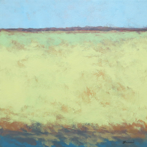 "Yellow Field" (acrylic, 10x10) by Joe Bucci "Yellow Field" (acrylic, 10x10) by Joe Bucci | Abstract Landscape Art