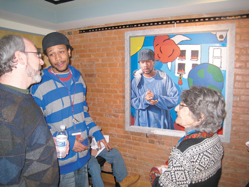 Tyreece at a Public Showing of the Mural Arts Program's Paintings Tyreece at a Public Showing of the Mural Arts Program's Paintings | Youth Violence Reduction Partnership
