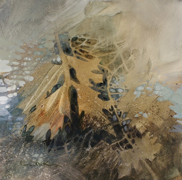 Pin Oak First Frost, negative painting, Linda Kemp