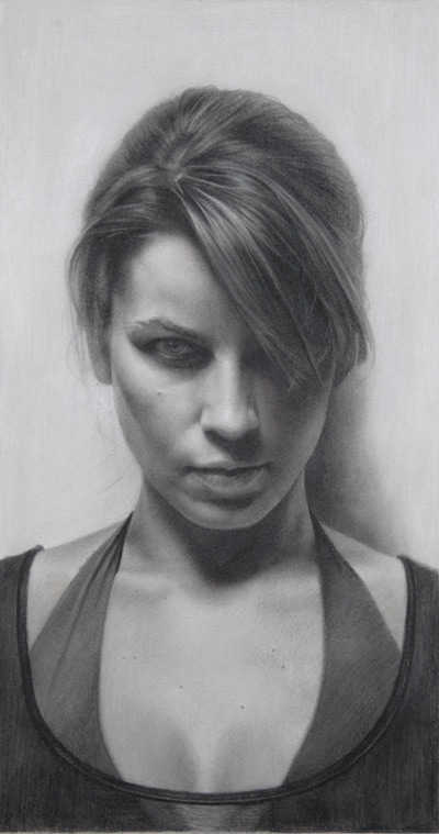 Study of Laura Genne (charcoal,pastel pencil and white chalk pencil, 20x10) by David Jon Kassan
