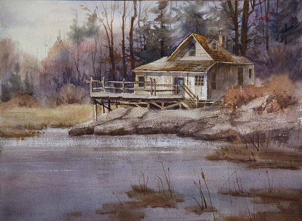 In Watercolor Landscape Painting Essentials Johannes shares four painting demonstrations: trees, buildings in a landscape, seascapes, and flowers.
