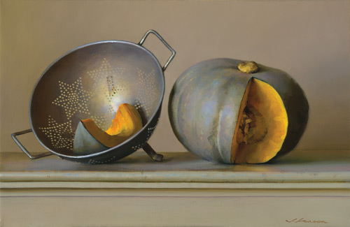 Squash and Strainer (oil, 16x24) by Jeffrey Larson