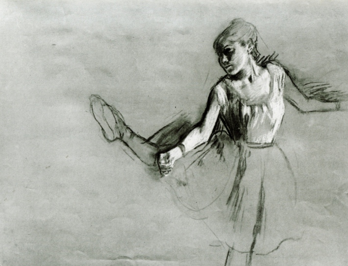Study of a Dancer Study of a Dancer, by Edgar Degas, ca. 1880-1882, charcoal heightened with white, 19 x 24 13/16. Private collection.