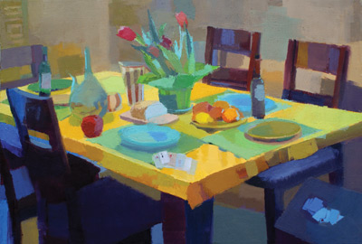 After Dinner (oil, 24x36) by Jennifer O'Connell