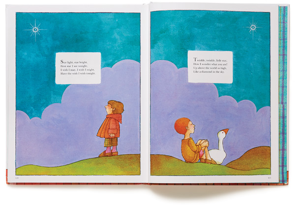A spread from Hey Diddle Diddle & Other Mother Goose Rhymes.