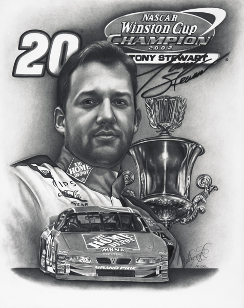 The drawing I did for Tony Stewart's championship win.