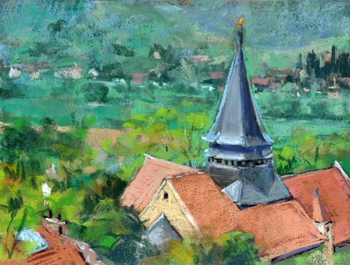 Above the Church, Giverny (9x12)
