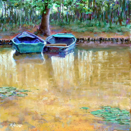 Boats Near the Waterlily Pond, Giverny (18x18)