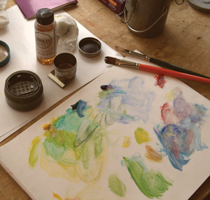 Indirect-painting-7: view of end-of-day palette