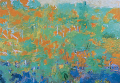 Wolf Kahn: Foliage in an Orange Setting (oil)