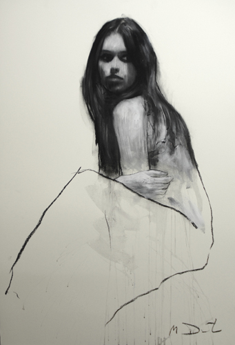 Holly Seated 11 (pastel and collage) by Mark Demsteader | figure painting