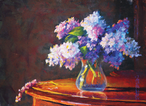 Lilacs (pastel, 14x18) by Diane Rappisi | still life paintings
