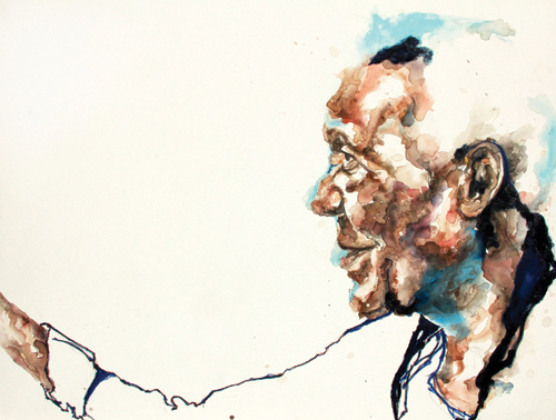 The Mystic (watercolor on gessoed canvas, 36x48) by Melanie Norris | watercolor portraits