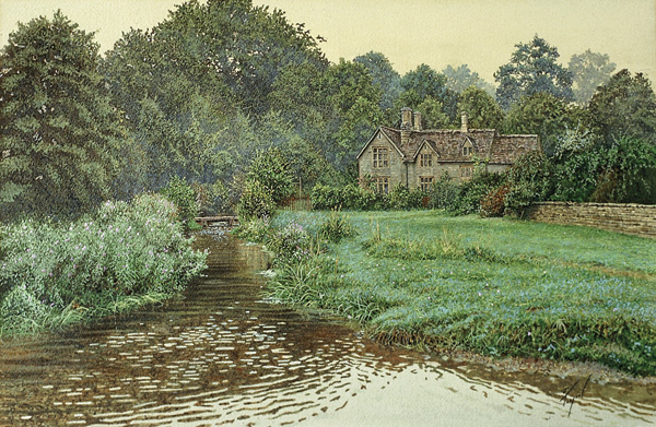 Manor House, Upper Slaughter by James Toogood, watercolor painting.