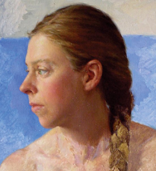 When drawing faces, notice how the top of the ear and the model's eyebrow are roughly in line.