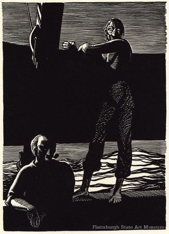 Illustration from Moby Dick by Rockwell Kent, pen and ink drawing.