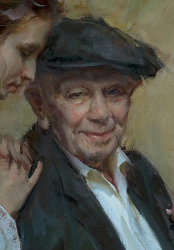 A Carnation for Grandpa (detail) by Daniel Gerhartz, oil painting, 36 x 24.