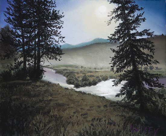 Moon Walk by John Hulsey, pastel painting.