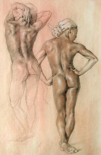 Stacy in Chalk by Rob Liberace, chalk pencil drawing, 14 x 22.