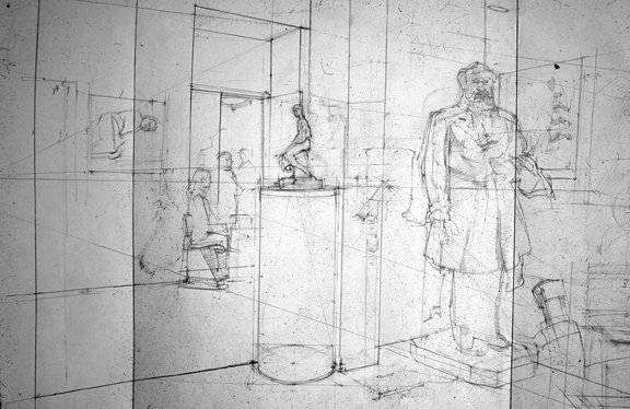 View From the Lounge at the National Academy School by Alex Zwarenstein, graphite pencil drawing