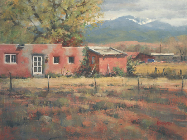 House at Arroyo Jacona by Doug Higgins, 2006, oil painting, 18 x 24.