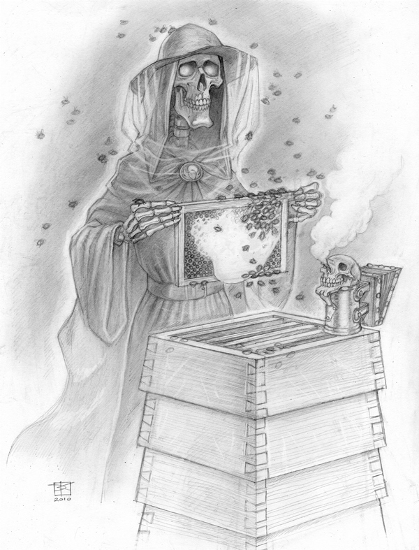 paul kidby fantasy drawing - Death with Bees