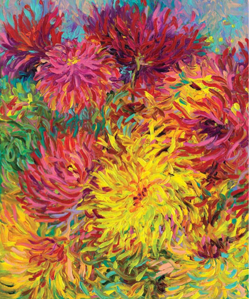 Color mixing exercise at ArtistsNetwork.com | "Dahlias" by Iris Scott