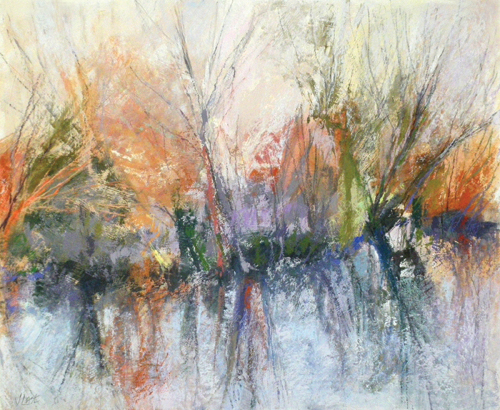 Reflections 2 (pastel on board, 22x27) by Joanne Last | abstract pastel landscapes