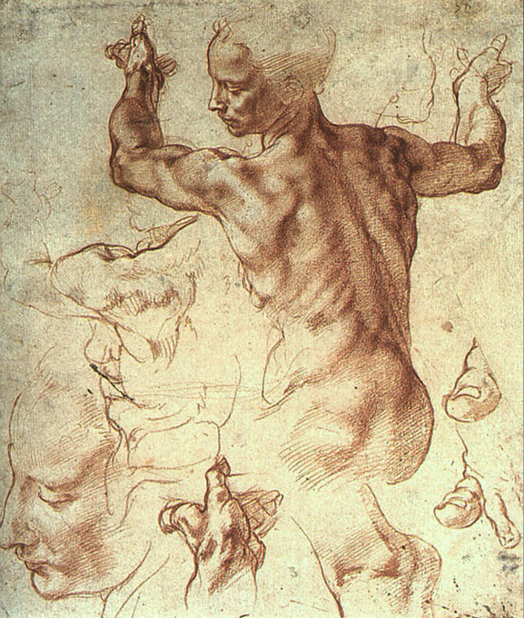 One of Michelangelo's sketches for figures in the Sistine Chapel.