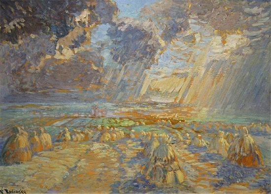 Haystacks in Giverny by Václav Radimsky, Impressionism oil painting, 1900.