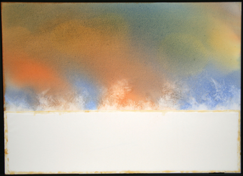 Creating Mist by Pouring and Lifting, step 1, by Catherine P. O’Neill | watercolor techniques