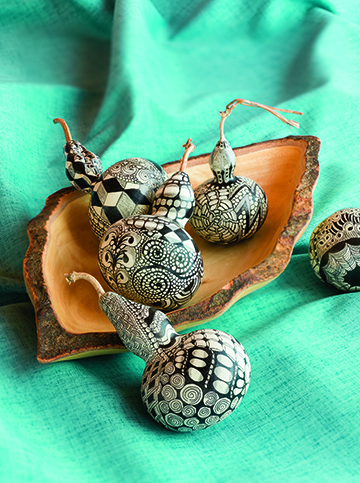 Doodled gourds by Kathi Taylor Shearer