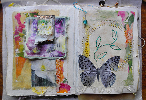 Vintage materials can imbue a piece with meaning; art from Storytelling with Collage