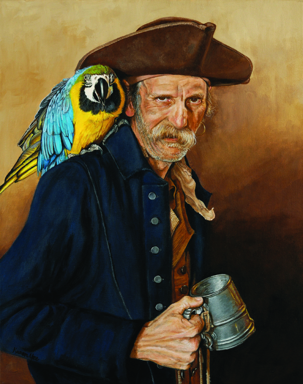 At the Benefit for Captain Bad Jack (acrylic on canvas, 20x16) Karen Yee