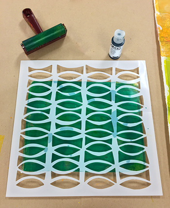 Monoprinting with stencils