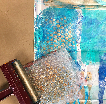 Monoprinting with bubble wrap