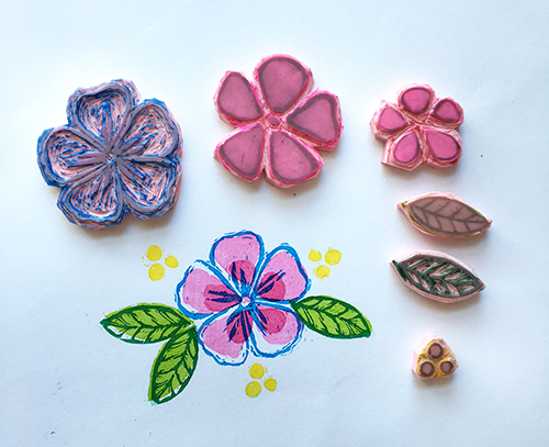 Hand-carved layered flower stamp