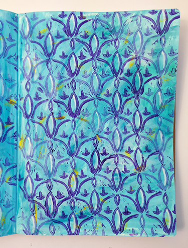 Quarter repeat stamp art journal page