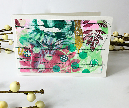 Holiday card made with layered stencils